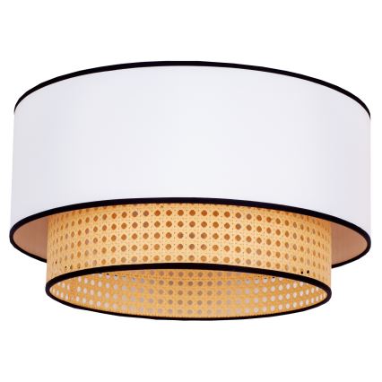 Duolla - Stropna svetilka BOHO 1xE27/15W/230V pr. 45 cm bela/ratan