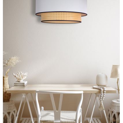 Duolla - Stropna svetilka BOHO 1xE27/15W/230V pr. 45 cm bela/ratan