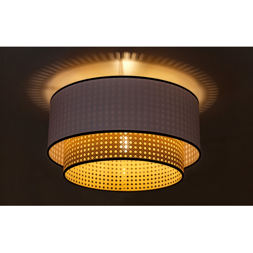 Duolla - Stropna svetilka BOHO 1xE27/15W/230V pr. 45 cm bela/ratan