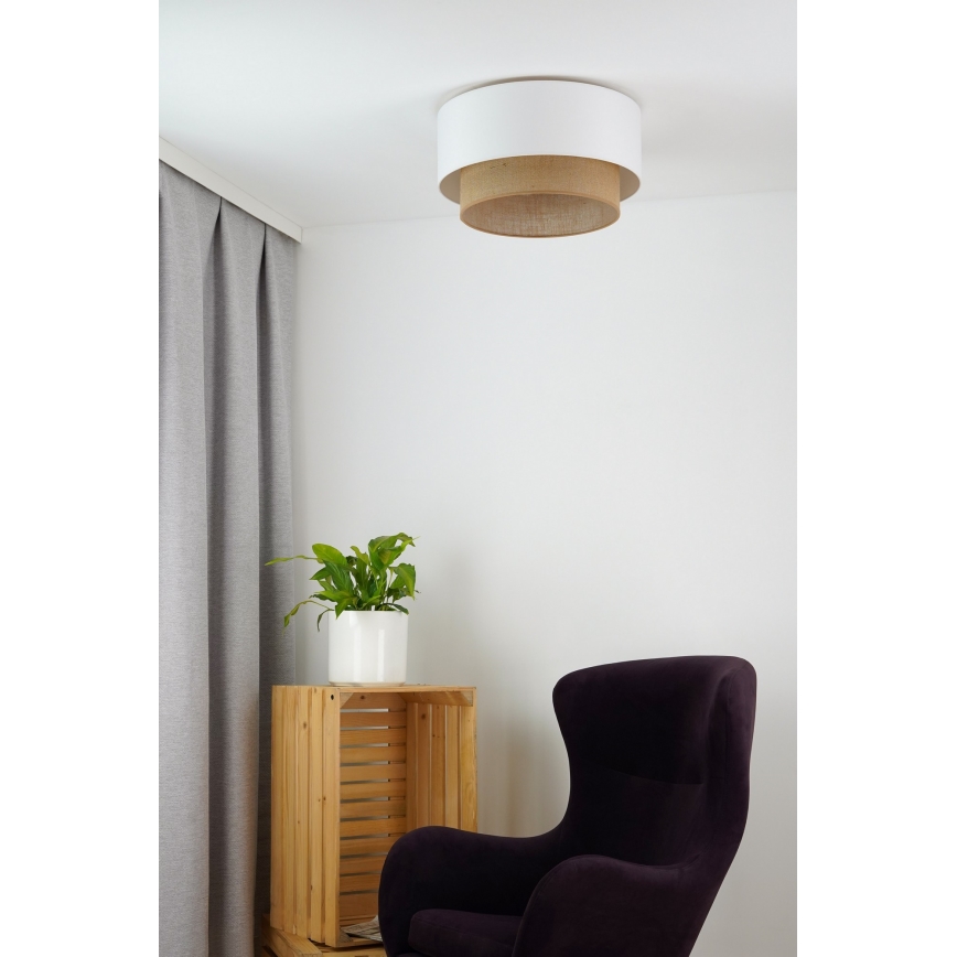 Duolla - Stropna svetilka BOHO 1xE27/15W/230V pr. 45 cm bela/rjava