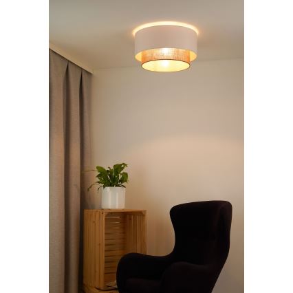 Duolla - Stropna svetilka BOHO 1xE27/15W/230V pr. 45 cm bela/rjava