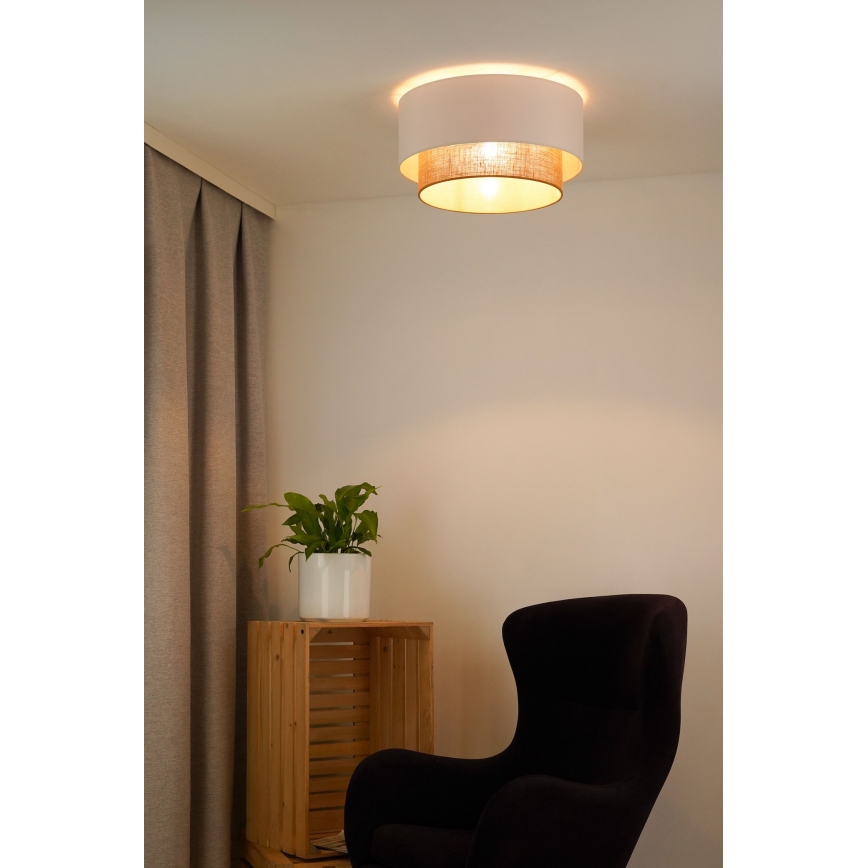 Duolla - Stropna svetilka BOHO 1xE27/15W/230V pr. 45 cm bela/rjava