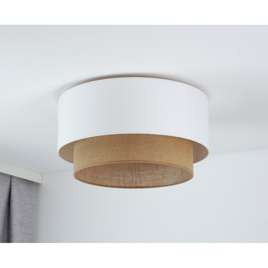 Duolla - Stropna svetilka BOHO 1xE27/15W/230V pr. 45 cm bela/rjava