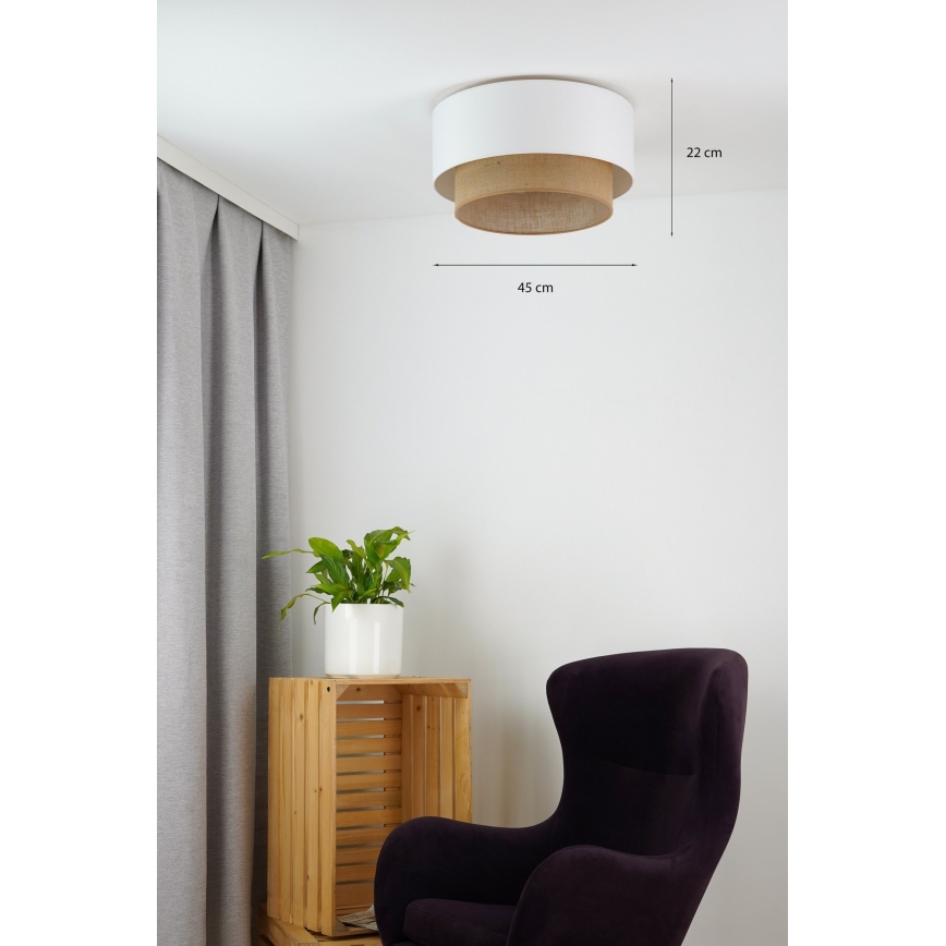 Duolla - Stropna svetilka BOHO 1xE27/15W/230V pr. 45 cm bela/rjava