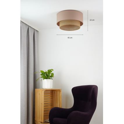 Duolla - Stropna svetilka BOHO 1xE27/15W/230V pr. 45 cm bež/rjava