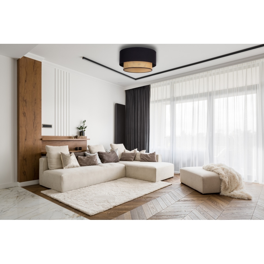 Duolla - Stropna svetilka BOHO 1xE27/15W/230V pr. 45 cm črna/ratan