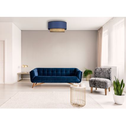 Duolla - Stropna svetilka BOHO 1xE27/15W/230V pr. 45 cm modra/ratan