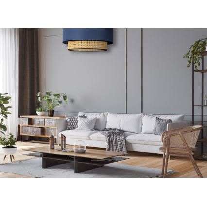 Duolla - Stropna svetilka BOHO 1xE27/15W/230V pr. 45 cm modra/ratan