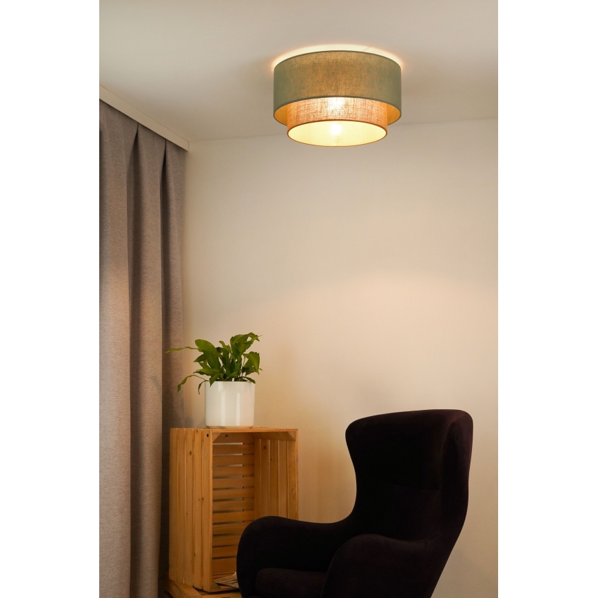 Duolla - Stropna svetilka BOHO 1xE27/15W/230V pr. 45 cm zelena/rjava