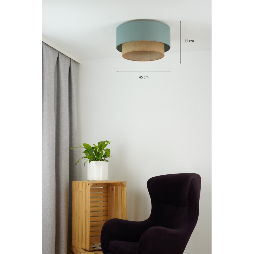 Duolla - Stropna svetilka BOHO 1xE27/15W/230V pr. 45 cm zelena/rjava