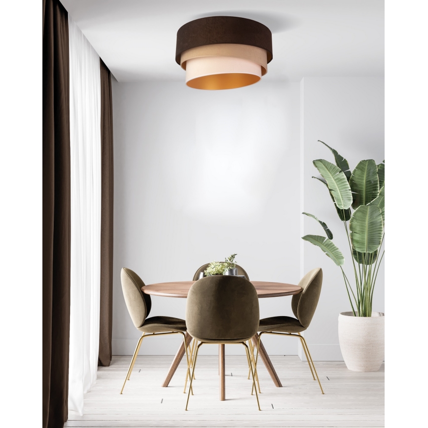 Duolla - Stropna svetilka DEVON 1xE27/40W/230V pr. 45 cm rjava/bež