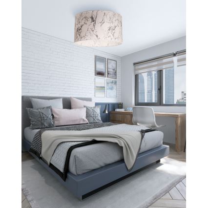 Duolla - Stropna svetilka MARBLE 1xE27/40W/230V pr. 45 cm bela/siva