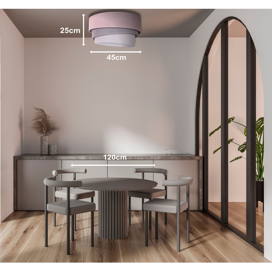 Duolla - Stropna svetilka TRIO 1xE27/15W/230V premer 45 cm roza/siva/bela
