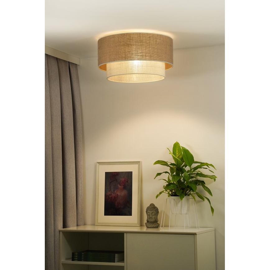 Duolla - Stropna svetilka YUTE BOHO 1xE27/15W/230V pr. 45 cm rjava/krem barva