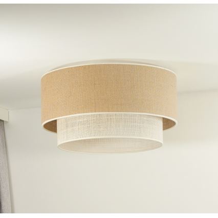 Duolla - Stropna svetilka YUTE BOHO 1xE27/15W/230V pr. 45 cm rjava/krem barva