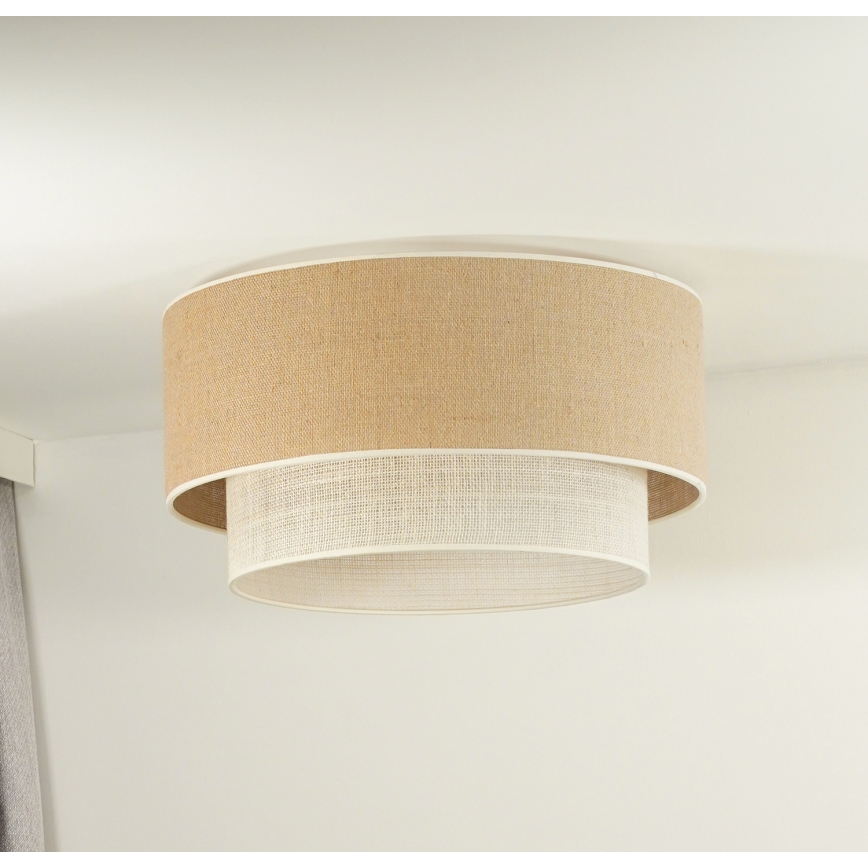 Duolla - Stropna svetilka YUTE BOHO 1xE27/15W/230V pr. 45 cm rjava/krem barva