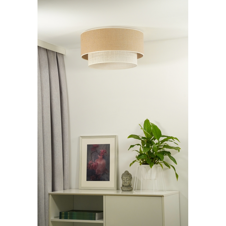 Duolla - Stropna svetilka YUTE BOHO 1xE27/15W/230V pr. 45 cm rjava/krem barva