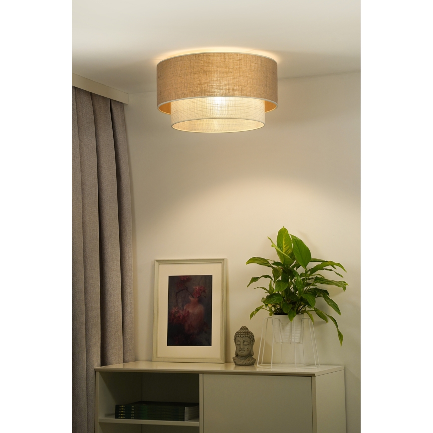 Duolla - Stropna svetilka YUTE BOHO 3xE27/15W/230V pr. 60 cm rjava/krem barva