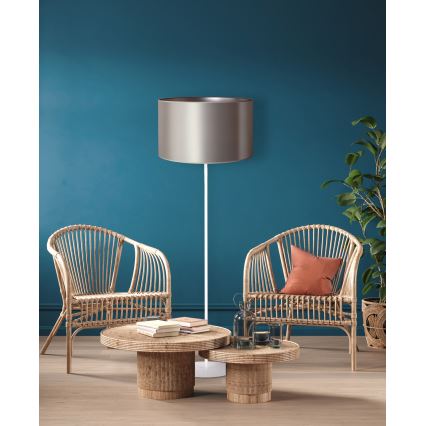 Duolla - Talna svetilka CANNES 1xE27/15W/230V pr. 45 cm srebrna/bela
