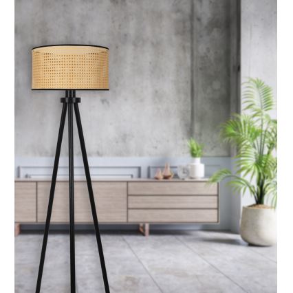 Duolla - Talna svetilka ROLLER 1xE27/15W/230V pr. 45 cm ratan/črna