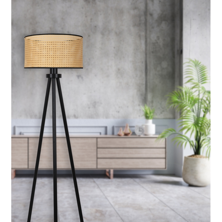 Duolla - Talna svetilka ROLLER 1xE27/15W/230V pr. 45 cm ratan/črna