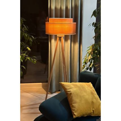 Duolla - Talna svetilka WOOD BOHO 1xE27/15W/230V pr. 45 cm baker/rjava/bež