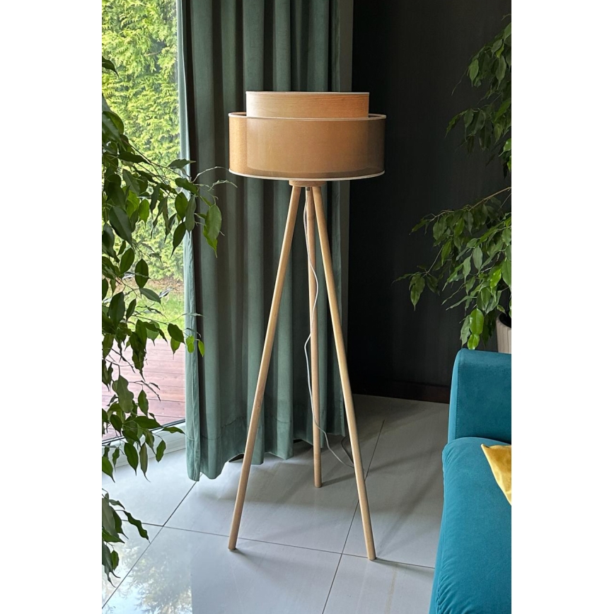 Duolla - Talna svetilka WOOD BOHO 1xE27/15W/230V pr. 45 cm baker/rjava/bež