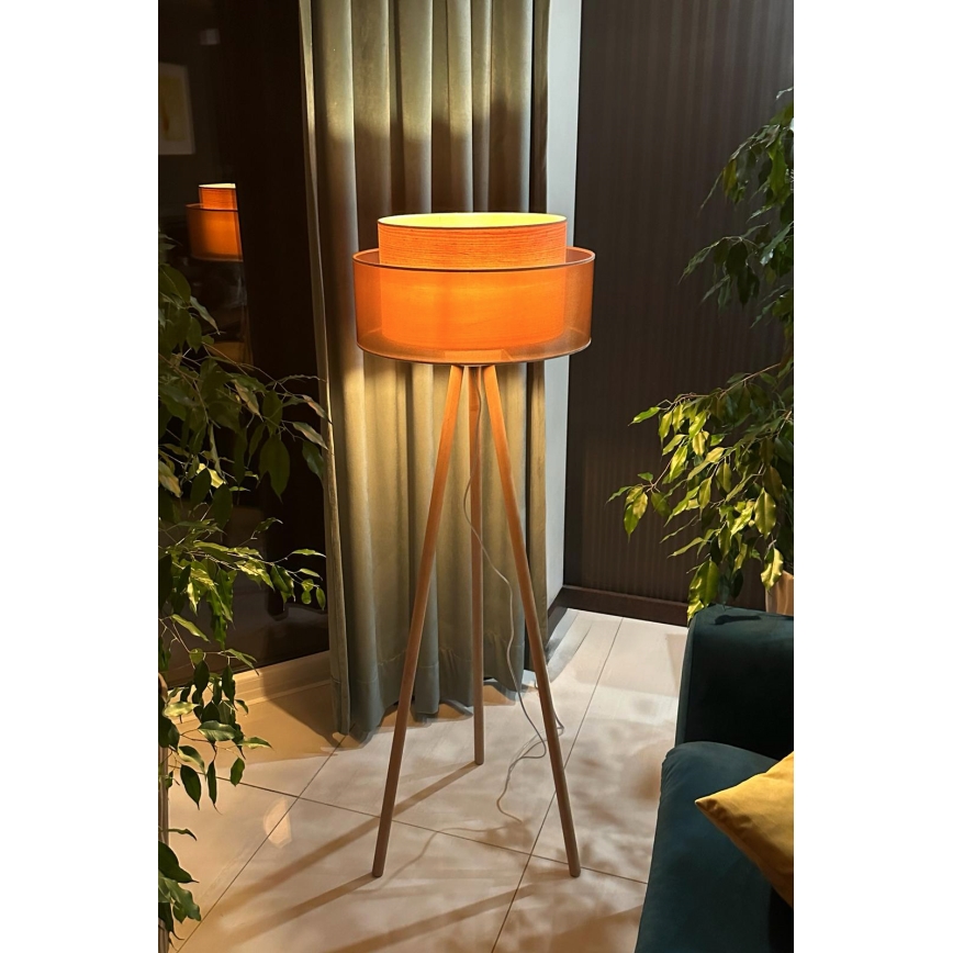 Duolla - Talna svetilka WOOD BOHO 1xE27/15W/230V pr. 45 cm baker/rjava/bež