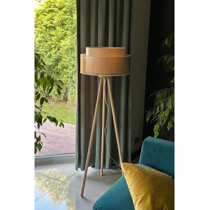 Duolla - Talna svetilka WOOD BOHO 1xE27/15W/230V pr. 45 cm baker/rjava/bež