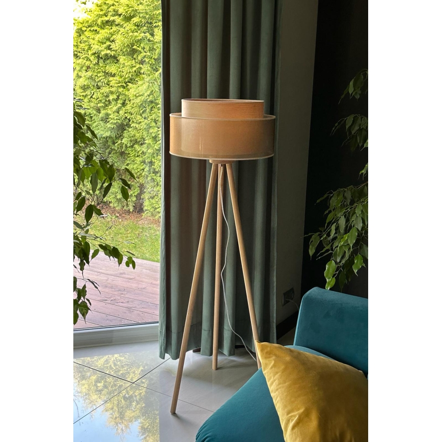 Duolla - Talna svetilka WOOD BOHO 1xE27/15W/230V pr. 45 cm baker/rjava/bež