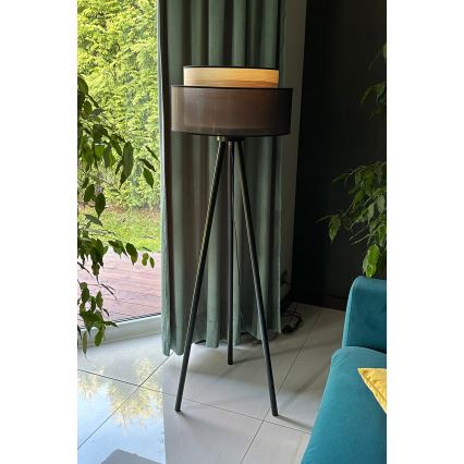 Duolla - Talna svetilka WOOD BOHO 1xE27/15W/230V pr. 45 cm črna/bež