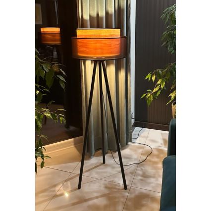 Duolla - Talna svetilka WOOD BOHO 1xE27/15W/230V pr. 45 cm črna/bež