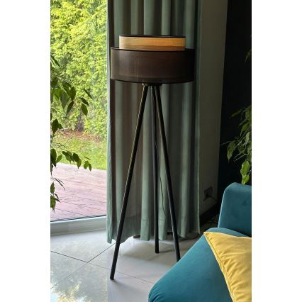 Duolla - Talna svetilka WOOD BOHO 1xE27/15W/230V pr. 45 cm črna/bež