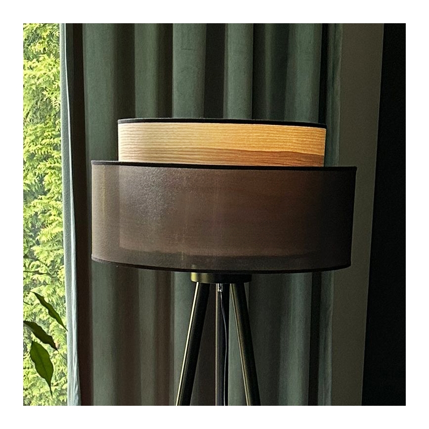 Duolla - Talna svetilka WOOD BOHO 1xE27/15W/230V pr. 45 cm črna/bež