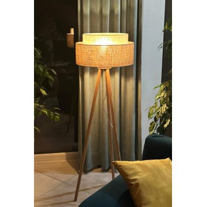 Duolla - Talna svetilka YUTE BOHO 1xE27/15W/230V pr. 45 cm rjava/krem barva