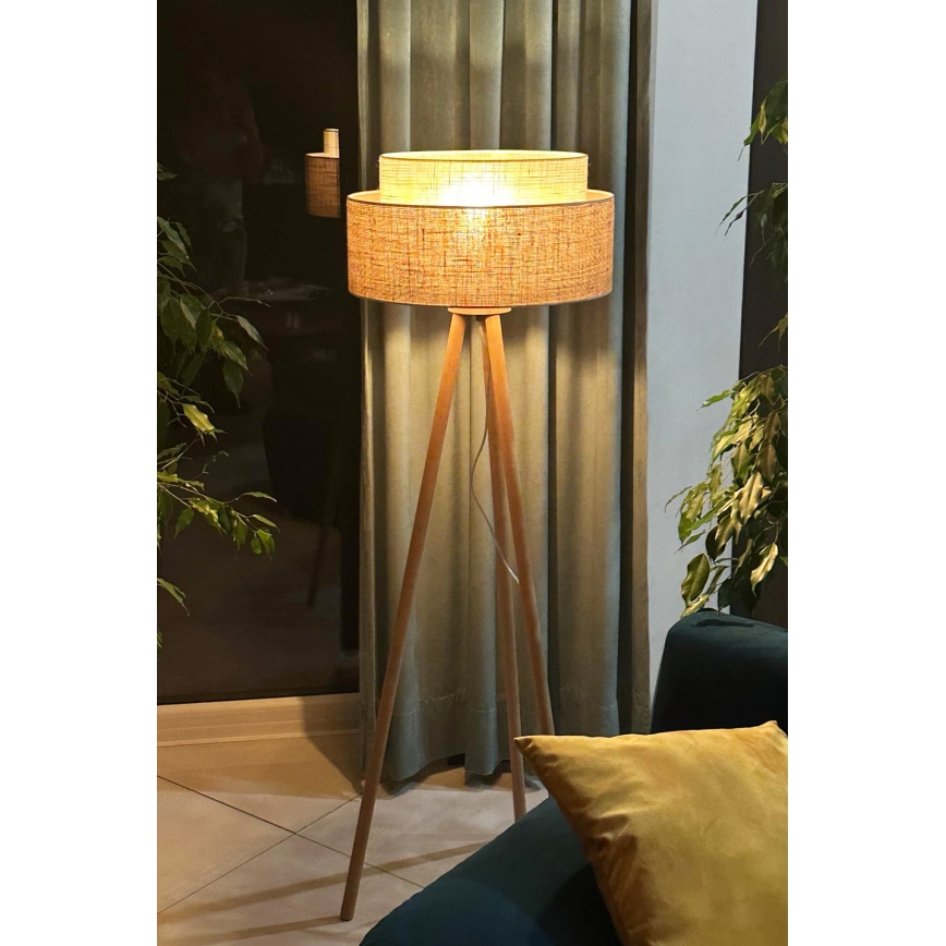 Duolla - Talna svetilka YUTE BOHO 1xE27/15W/230V pr. 45 cm rjava/krem barva