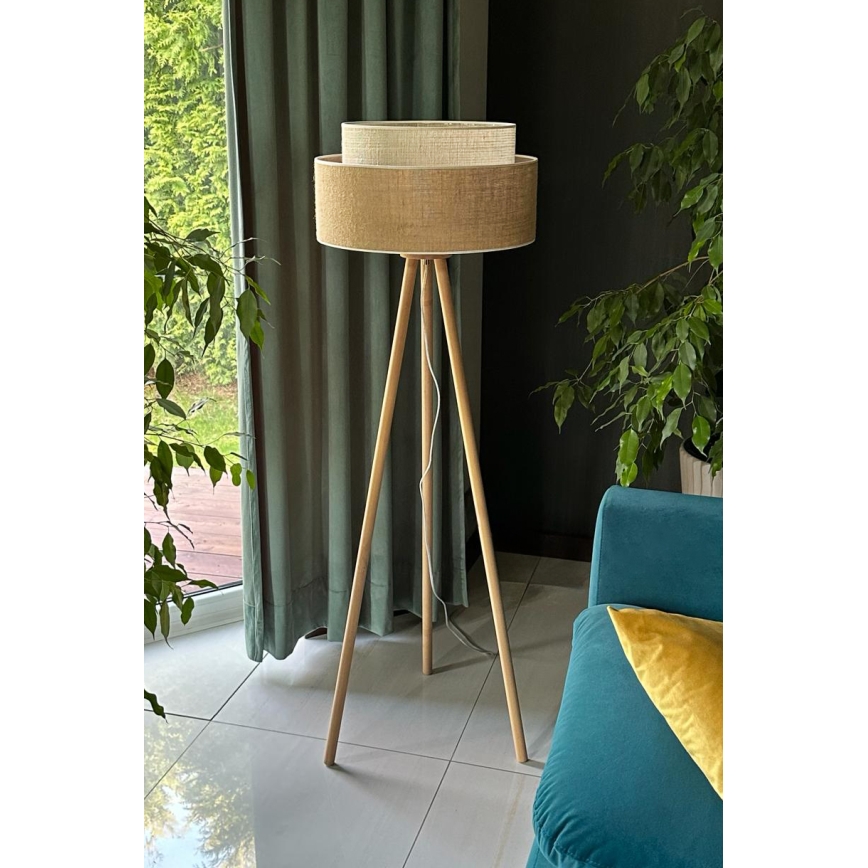 Duolla - Talna svetilka YUTE BOHO 1xE27/15W/230V pr. 45 cm rjava/krem barva