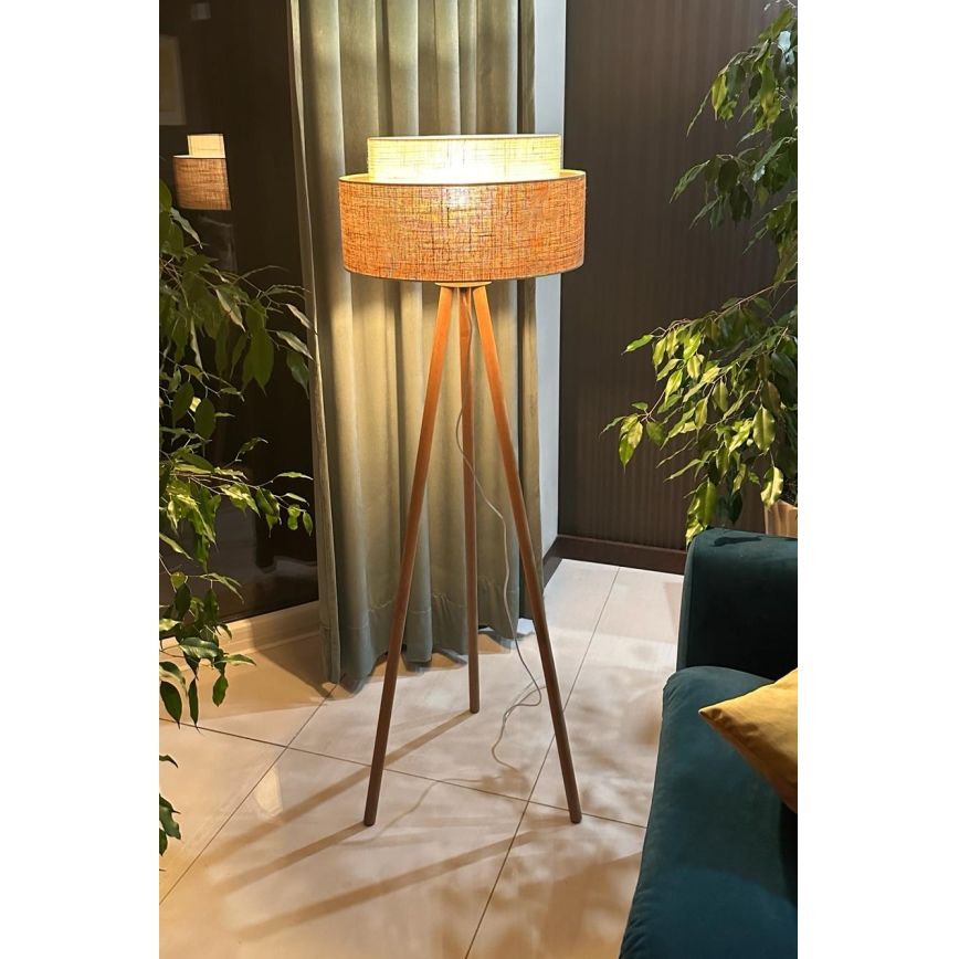Duolla - Talna svetilka YUTE BOHO 1xE27/15W/230V pr. 45 cm rjava/krem barva