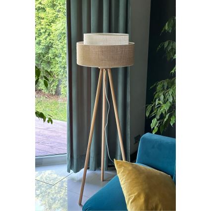 Duolla - Talna svetilka YUTE BOHO 1xE27/15W/230V pr. 45 cm rjava/krem barva
