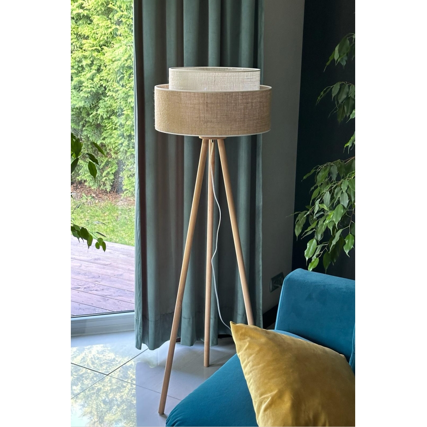 Duolla - Talna svetilka YUTE BOHO 1xE27/15W/230V pr. 45 cm rjava/krem barva