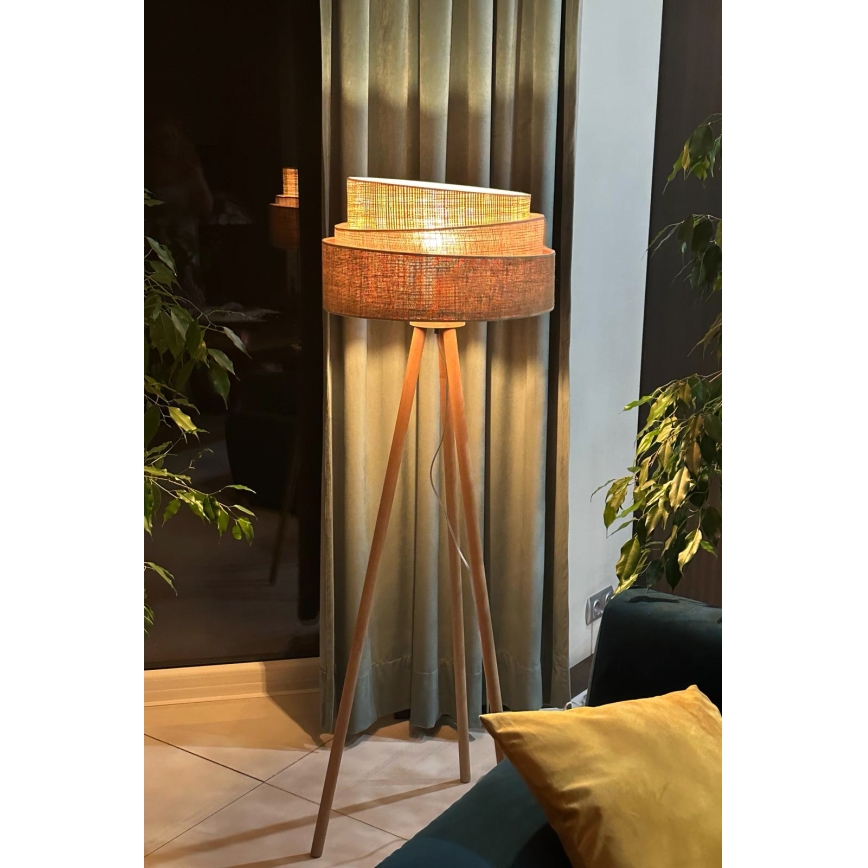 Duolla - Talna svetilka YUTE TRIO 1xE27/15W/230V pr. 45 cm rjava/siva/bež
