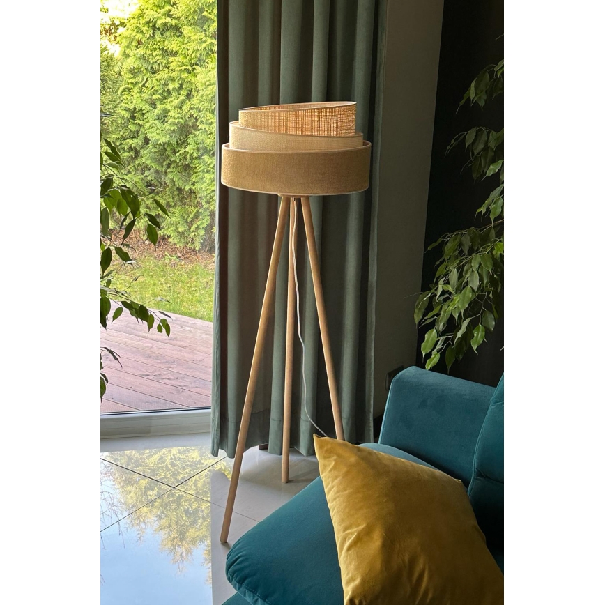Duolla - Talna svetilka YUTE TRIO 1xE27/15W/230V pr. 45 cm rjava/siva/bež