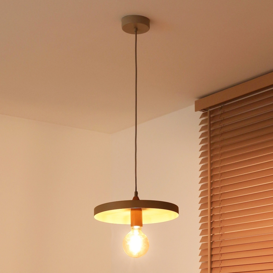 Duolla - Viseča svetilka na kablu IRONLINE 1xE27/15W/230V, Ø 30 cm, bežna/bakrena