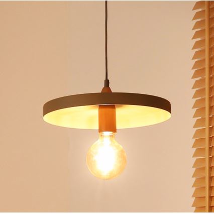 Duolla - Viseča svetilka na kablu IRONLINE 1xE27/15W/230V, Ø 30 cm, bežna/bakrena