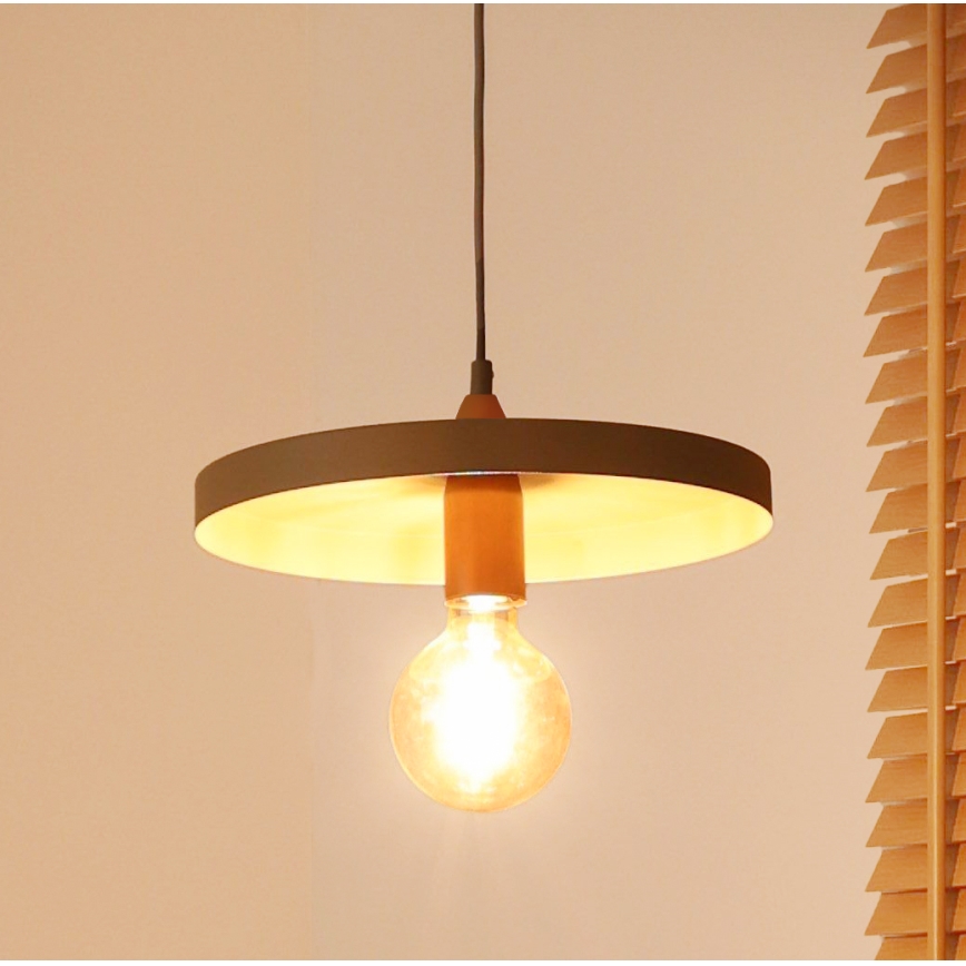 Duolla - Viseča svetilka na kablu IRONLINE 1xE27/15W/230V, Ø 30 cm, bežna/bakrena