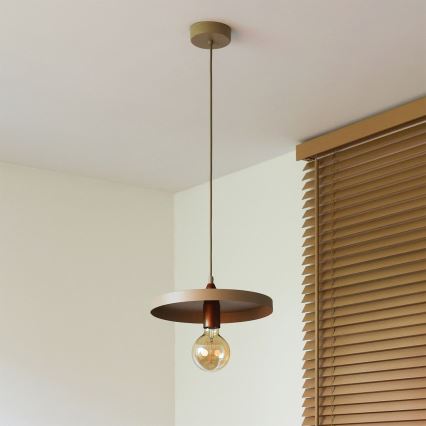 Duolla - Viseča svetilka na kablu IRONLINE 1xE27/15W/230V, Ø 30 cm, bežna/bakrena