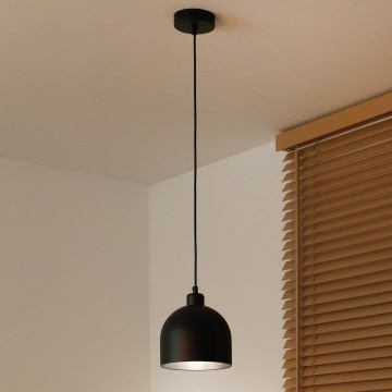 Duolla - Viseča svetilka na vrvici IRONLINE 1xE27/15W/230V premer 17 cm, črna