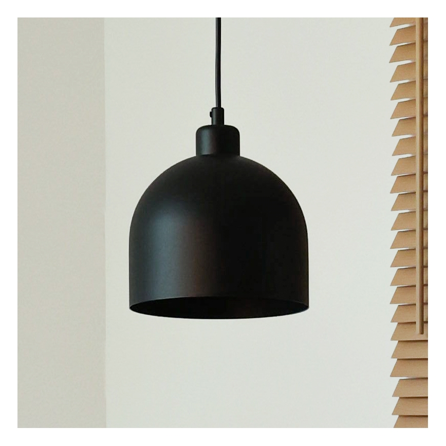 Duolla - Viseča svetilka na vrvici IRONLINE 1xE27/15W/230V premer 17 cm, črna