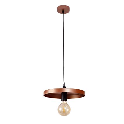 Duolla - Viseča svetilka na žički IRONLINE 1xE27/15W/230V, Ø 30 cm, bakrena/črna