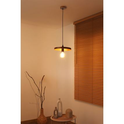 Duolla - Viseča svetilka na žički IRONLINE 1xE27/15W/230V, Ø 30 cm, bakrena/črna